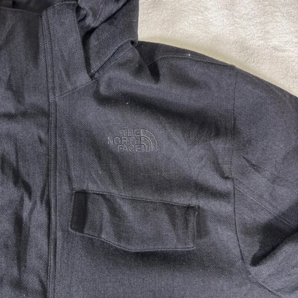North Face Mens Wool Hooded Parka‎ Jacket Large Dark Charcoal Gray Warm Winter